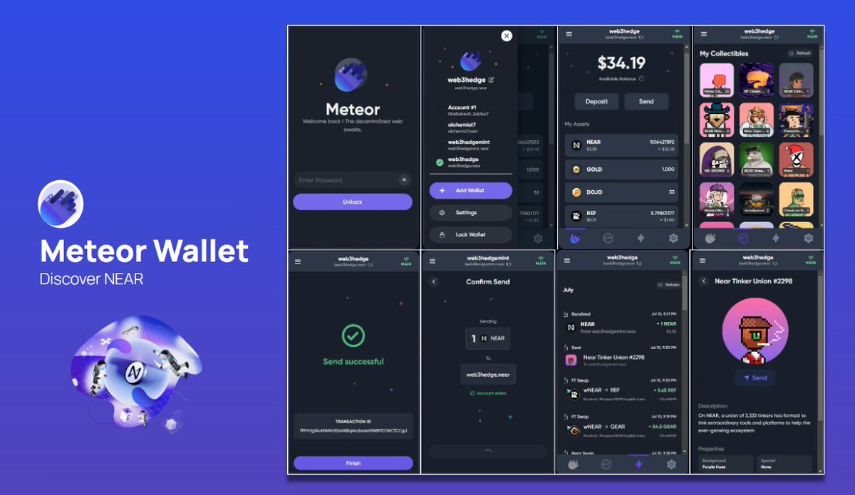 MeteorWallet's tweet photo. Meteor Wallet has gone into internal alpha🧪
* Want to join the beta? (check our bio)

A web3 wallet is not just a “tool” to sign transactions, our focus is to make the NEAR ecosystem as simple and accessible to users (maximize their potential to add value to NEAR).

How? 

1/3 https://t.co/fNIZLcNbcJ