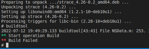 EelRemoval's tweet photo. Strange issue I'm having. In a Docker container where I'm trying to build GNUStep buildtool (don't ask), buildtool fails with a shared library error. However, when I installed strace to see what's going on, somehow, it works now?

This is my first time using Docker... https://t.co/GX1aLg1EUG