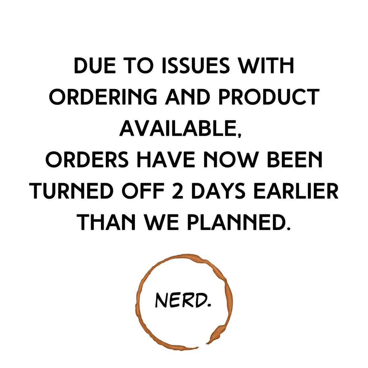 nerdcoffeesac's tweet image. Some sad news, nerds.