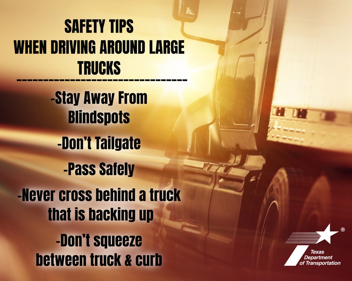TxDOTPharr's tweet photo. An 80,000-pound, loaded 18-wheeler going 65 mph can take as much as the length of a football field to stop. Drive with extra care around large trucks. #BeSafeDriveSmart https://t.co/nnhGNX1Tmg