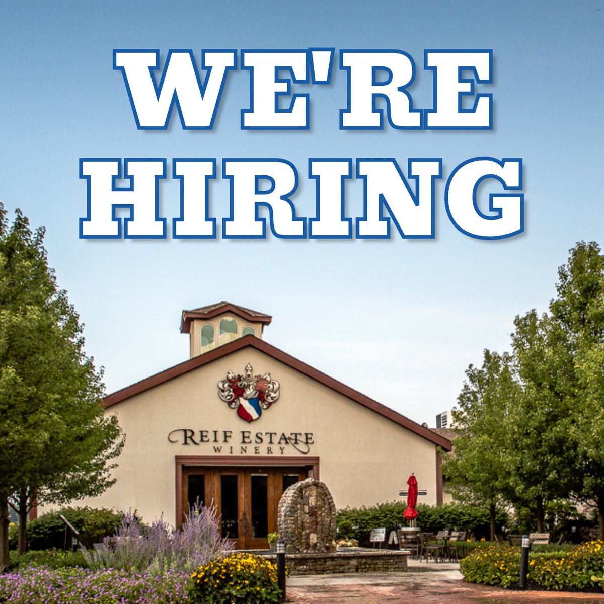 Reifwinery's tweet photo. We're looking for fun, energetic servers to join the Reif family!
Create memorable experiences for visitors at one of Niagara-on-the-Lake’s founding family wineries!
Submit your resume to danielle@reifwinery.com or stop by the Wine Boutique!
#Reifstyle #VQA #WeAreHiring https://t.co/RKcB7Ndo6K