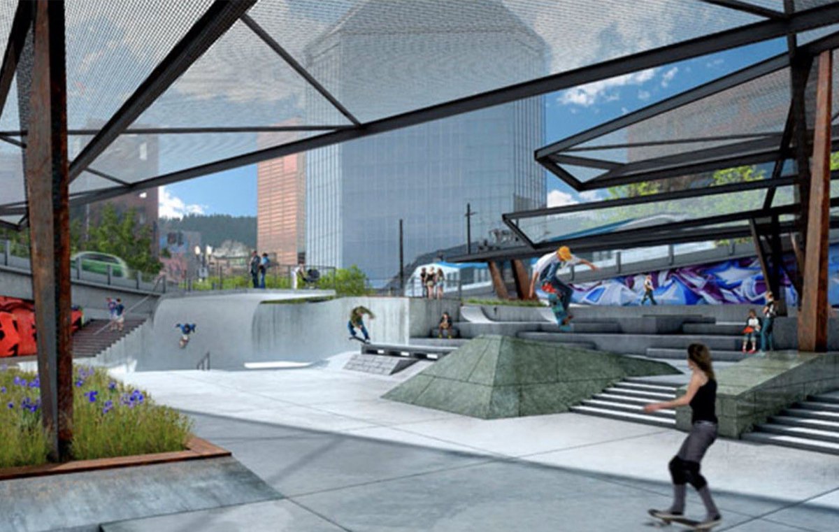 maccoinnich's tweet photo. A symbolic groundbreaking is being held for the Steel Bridge Skatepark https://t.co/XxWAR1t989