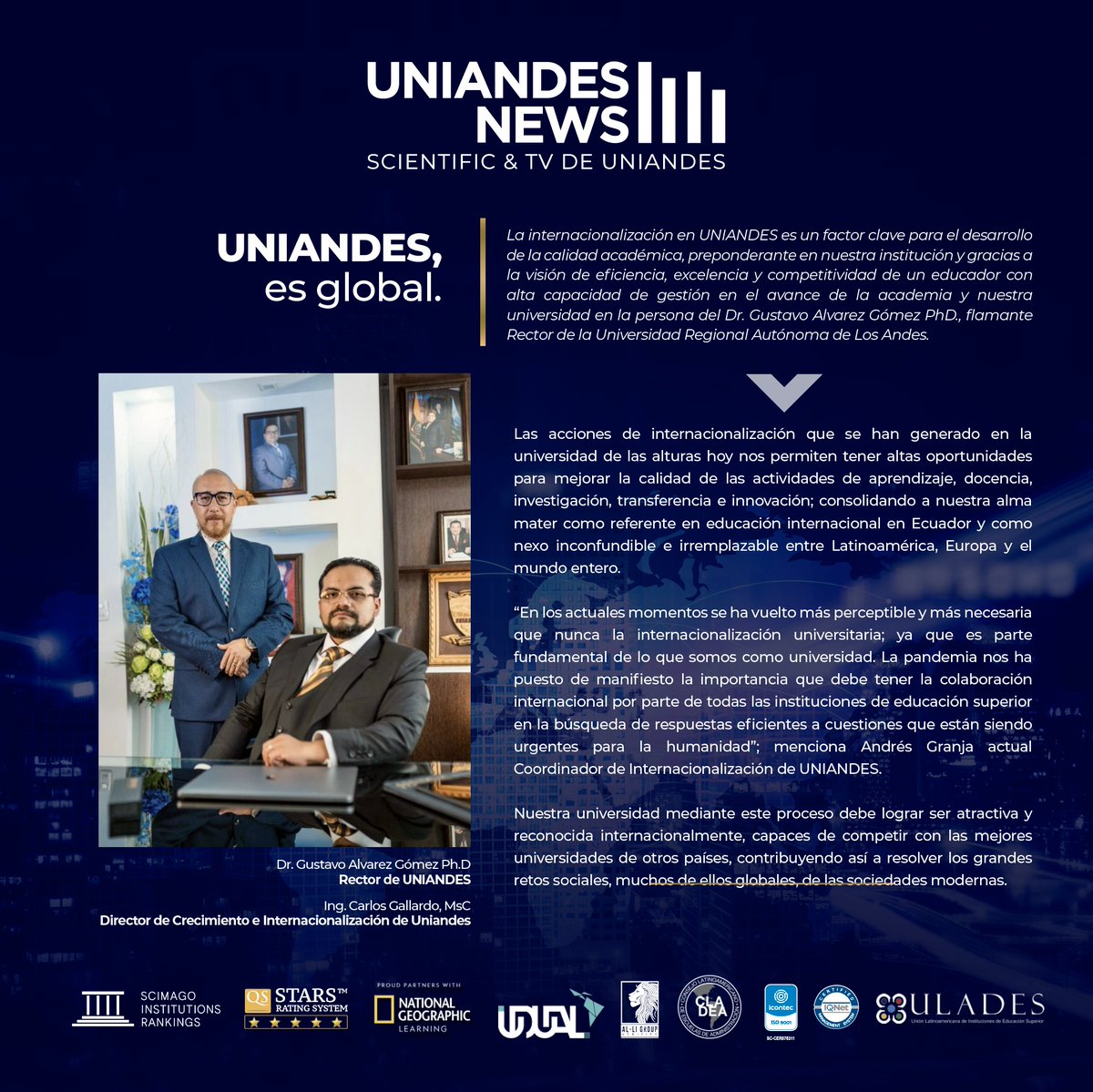 UNIANDES News | UNIANDES es Global!

Revisa nuestro semanario UNIANDES NEWS número 43 en donde encontrarás los acontecimientos más importantes de nuestra institución. 

👉🏼 flipsnack.com/AFF8DF88B7A/un…

#UniandesEc #News #estudiantes #Ecuador #pregrado #posgrado #Proyectamos #pasion
