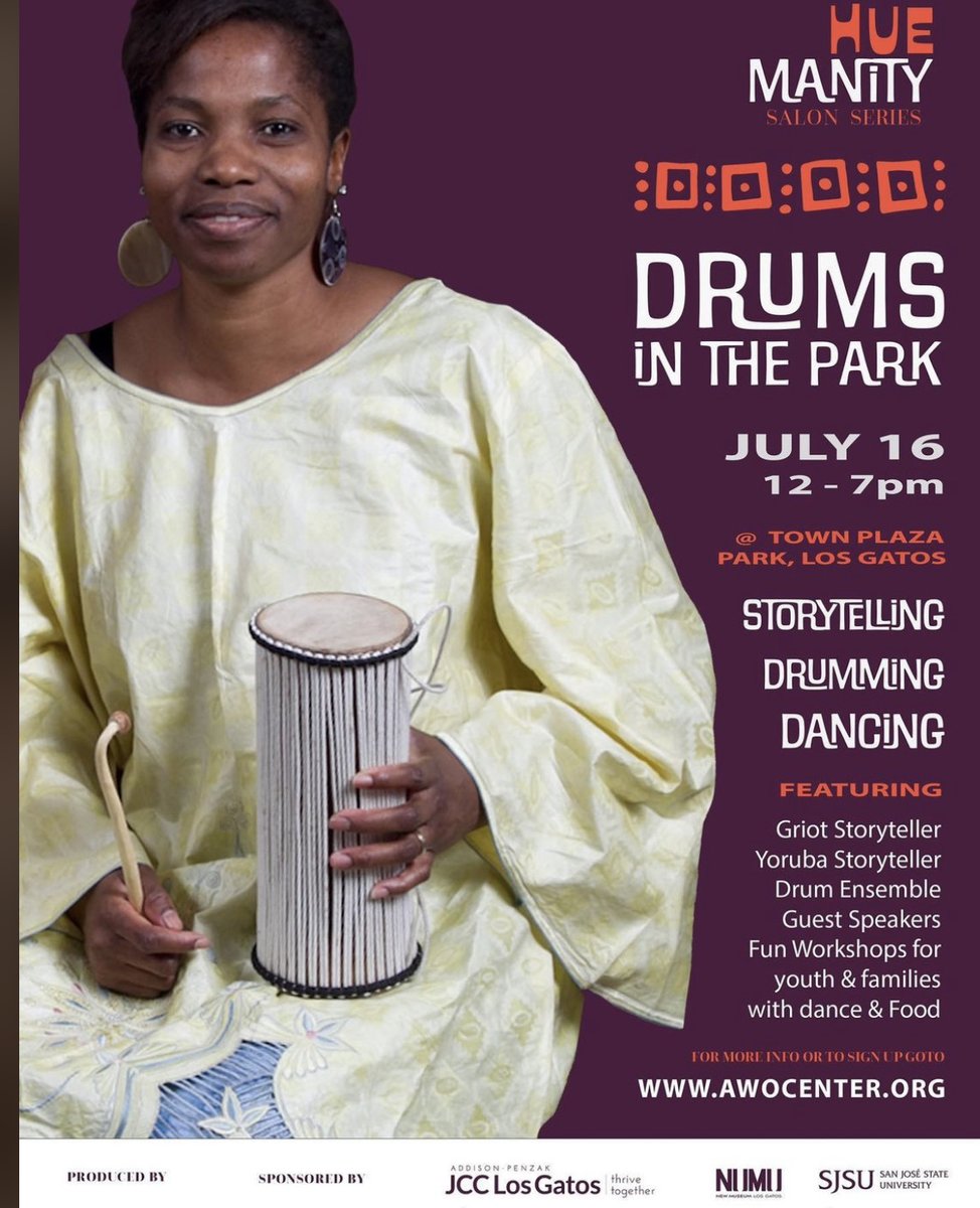 venuslovejones's tweet photo. I'm super excited to be hosting Drums in the Park this Saturday July 16th. Stop by and enjoy the stories, drumming, dance, workshops, and more. Let's celebrate our common humanity, no matter our hue. #awocenter #drumsinthepark https://t.co/thjxmV2FLI