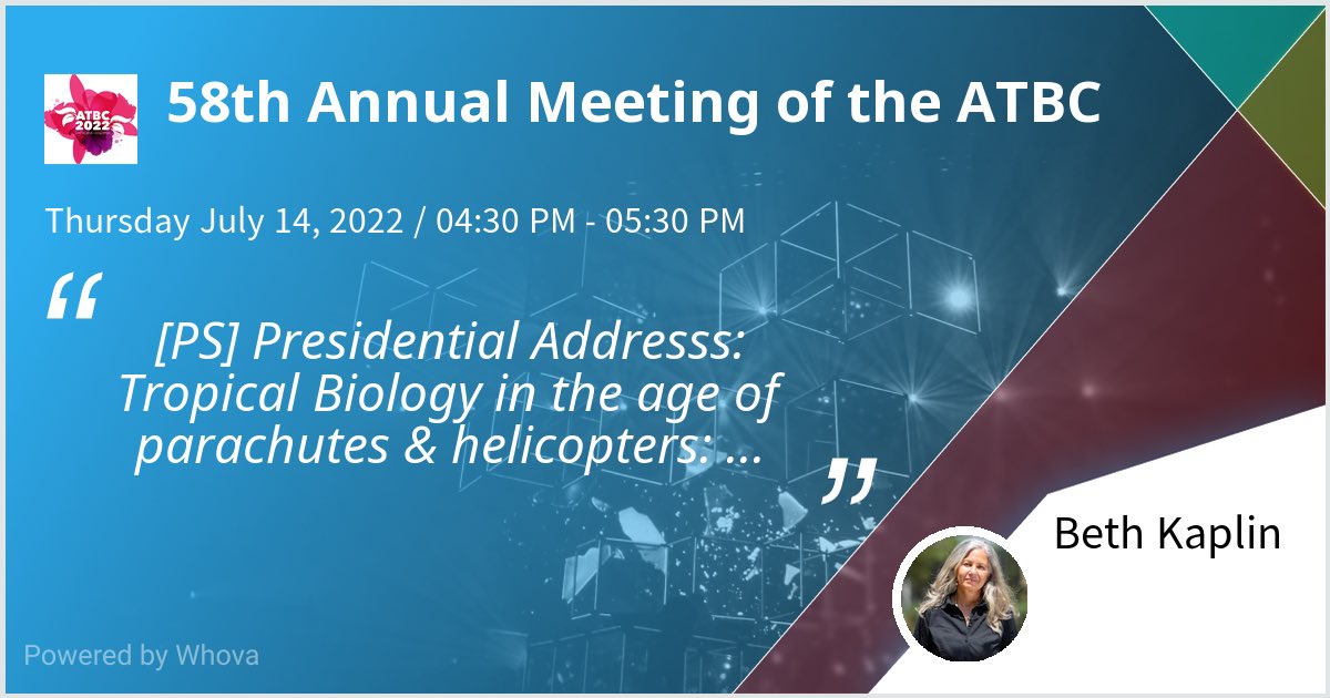 I am speaking at 58th Annual Meeting of the ATBC. Please check out my talk if you're attending the event! #atbc2022 #atbc #tropicalconservation #tropicalecology - via #Whova event app