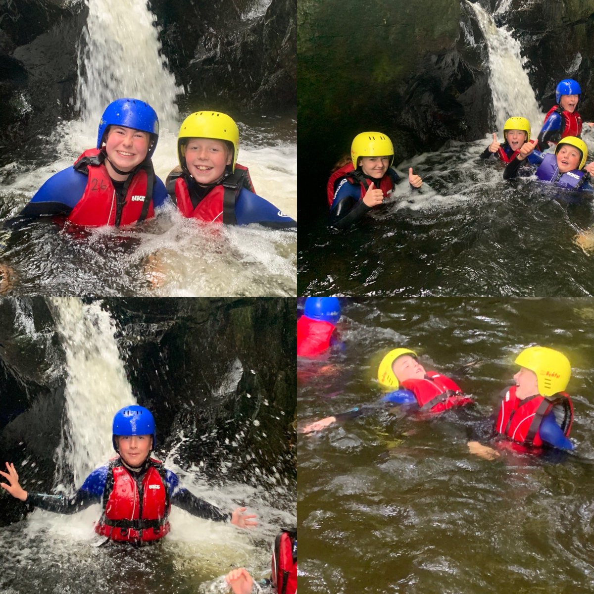 SyrHughOwen's tweet photo. Criw gwahanol yn cerdded afon yn Dolgarrog heddiw. Uchafbwynt yr wythnos y plant hyd yma ydy cerdded afon!!Pawb yn mwynhau eu profiad cyntaf o wneud hyn. #cyfleoedd #mwynhau #epic #profiad #gwlyb #neidio #dŵr https://t.co/KUQjEYkjZv