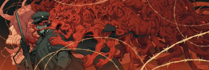 hey, #PortfolioDay! we're mlarty - a duo of freelance artists who love to draw flesh, monsters, and characters 🦷 
