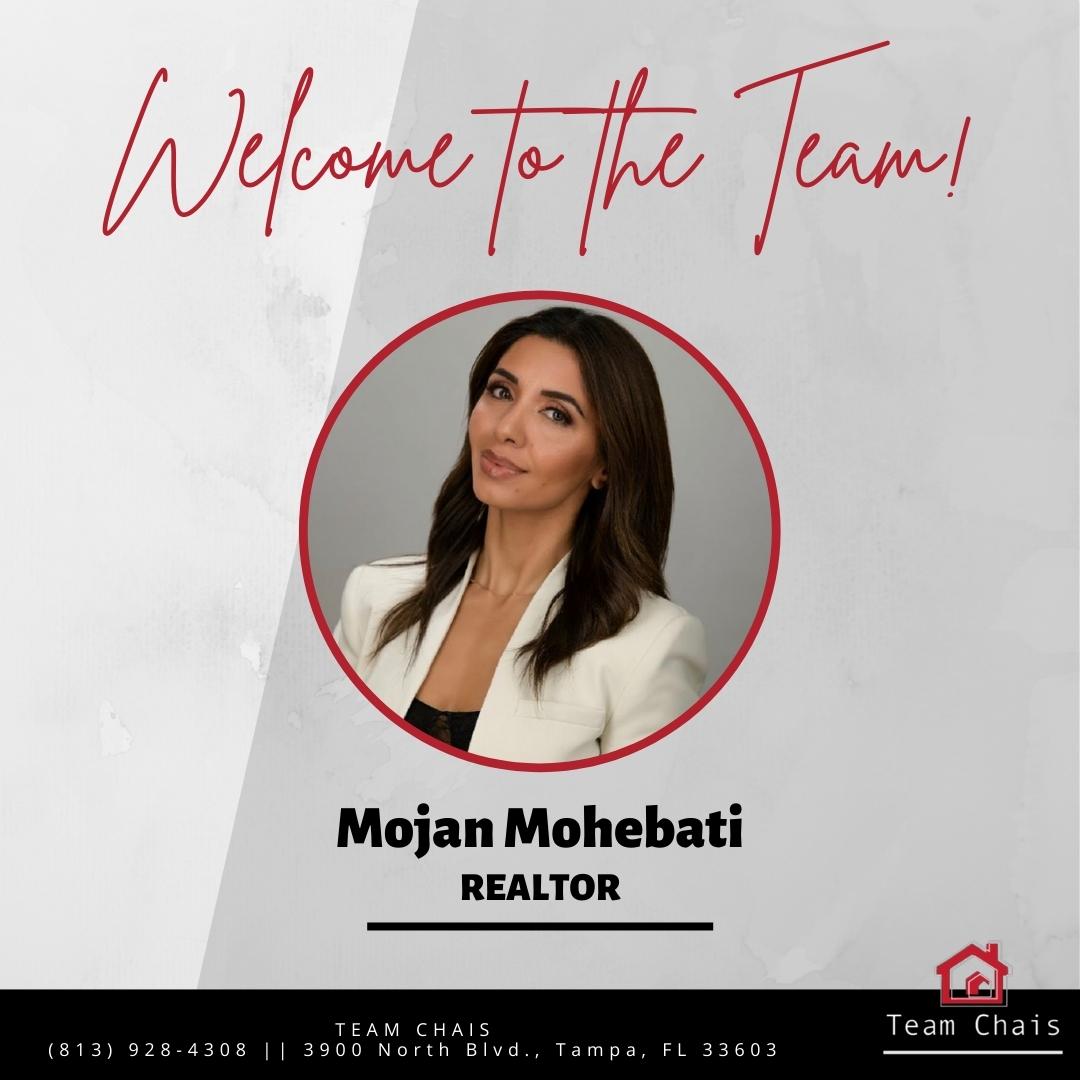 TeamChais's tweet photo. Here we grow again! It’s our pleasure to welcome our newest SUPERSTAR agent @mojanrealtor! 🎉

We are so excited to have you join our team and grow with us! Welcome to Team Chais family! 

#TeamChais #Realtor #TampaRealtors #RealEstate #SellNow #BuyNow #InvestNow https://t.co/lqVRRSX2Rv