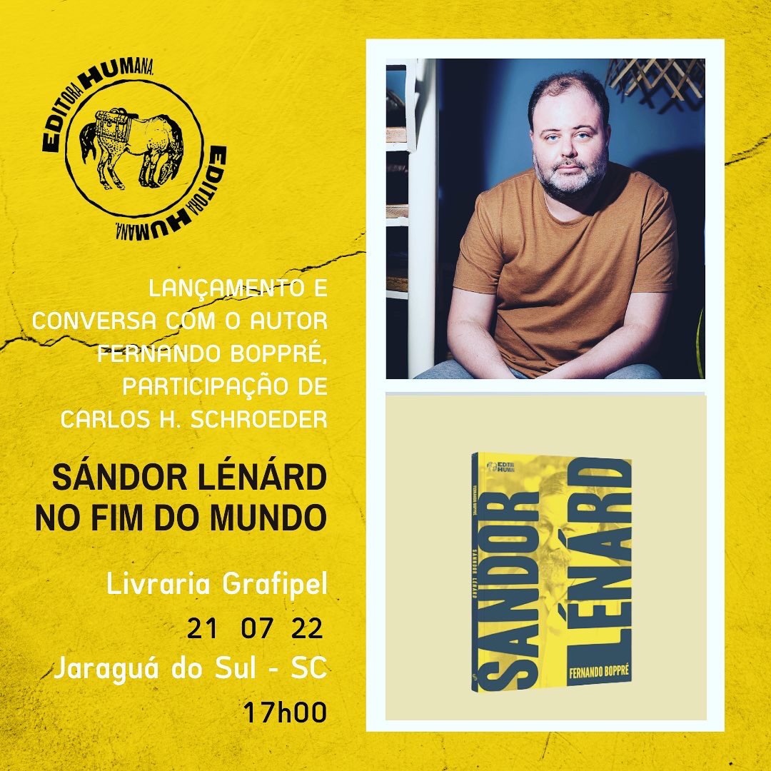 xroeder's tweet photo. No próximo dia 21 conversarei com o historiador Fernando Boppré sobre o escritor e tradutor húngaro Sándor Lénard, que veio nos anos 1950 viver no interior de Santa Catarina. 
Boppré acaba de publicar “Sándor Lénard no fim do mundo” pela coleção Biografemas. https://t.co/GgFouGR2u2