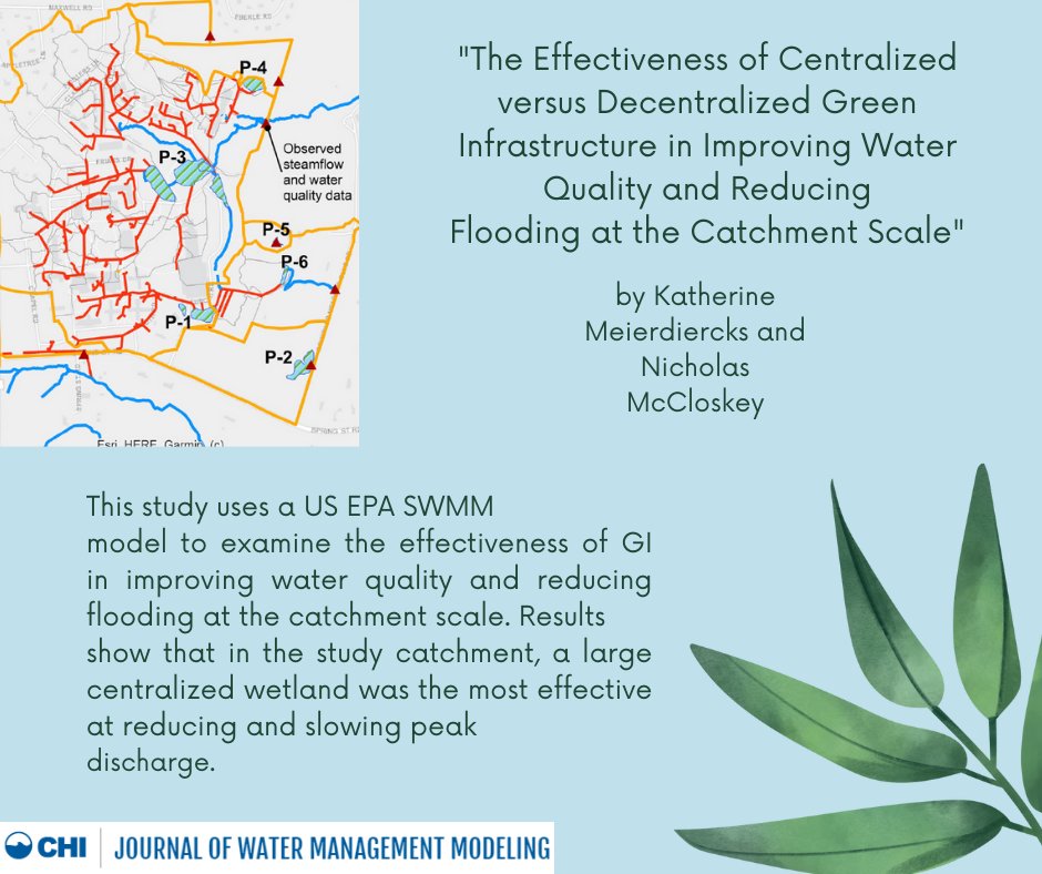PCSWMM's tweet photo. Visit https://t.co/45vrd8t2ah to read our latest paper, "The Effectiveness of Centralized vs. Decentralized Green Infrastructure in Improving Water Quality and Reducing Flooding at the Catchment Scale" by Katherine Meierdiercks and Nicholas McCloskey #jwmmC490 #PCSWMM #chijournal https://t.co/KHq9ZKiFpA