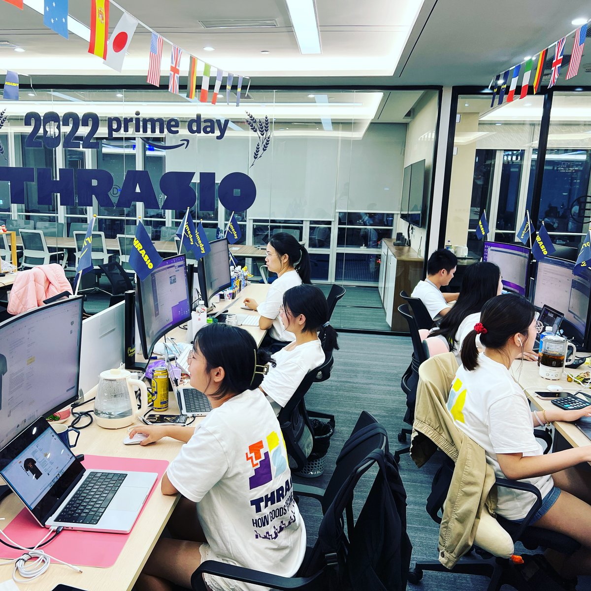 thrasio's tweet photo. Thrashers stationed in every office? ✅ 
Deals locked &amp; dashboards ready? ✅ 
All the caffeine to keep us going? ✅ 
Daniel Boockvar's rallying cry? 📣 It's about damn PRIME!

#primeday #amazonprime https://t.co/GJy9AzVj2J