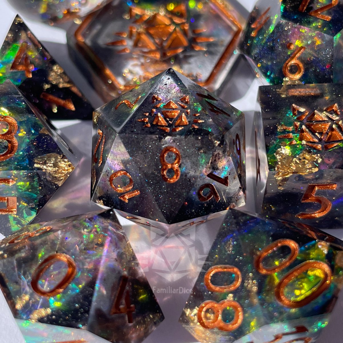 familiar_dice's tweet photo. Super inspired by the James Web images. So many galaxies to capture in dice form. #JamesWebbSpaceTelescope #dice #space #dndart https://t.co/xMPCWeOz8j