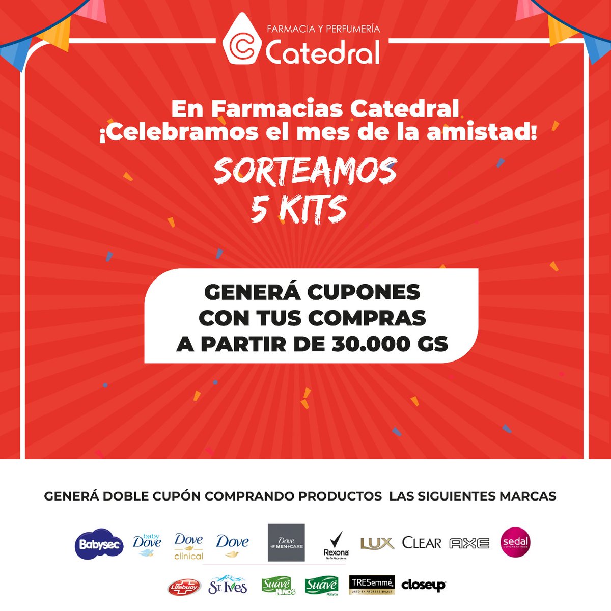 FarmaCatedral's tweet photo. Premiamos a quienes hacen parte de nuestra vida como una verdadera familia✨🤩💥
Con tus compras a partir de 30.000 gs. generas cupones electrónicos para participar del sorteo de 5 kits ideales para compartir con quienes son la familia que uno elige 🥳 https://t.co/C0ZKlZXh6B
