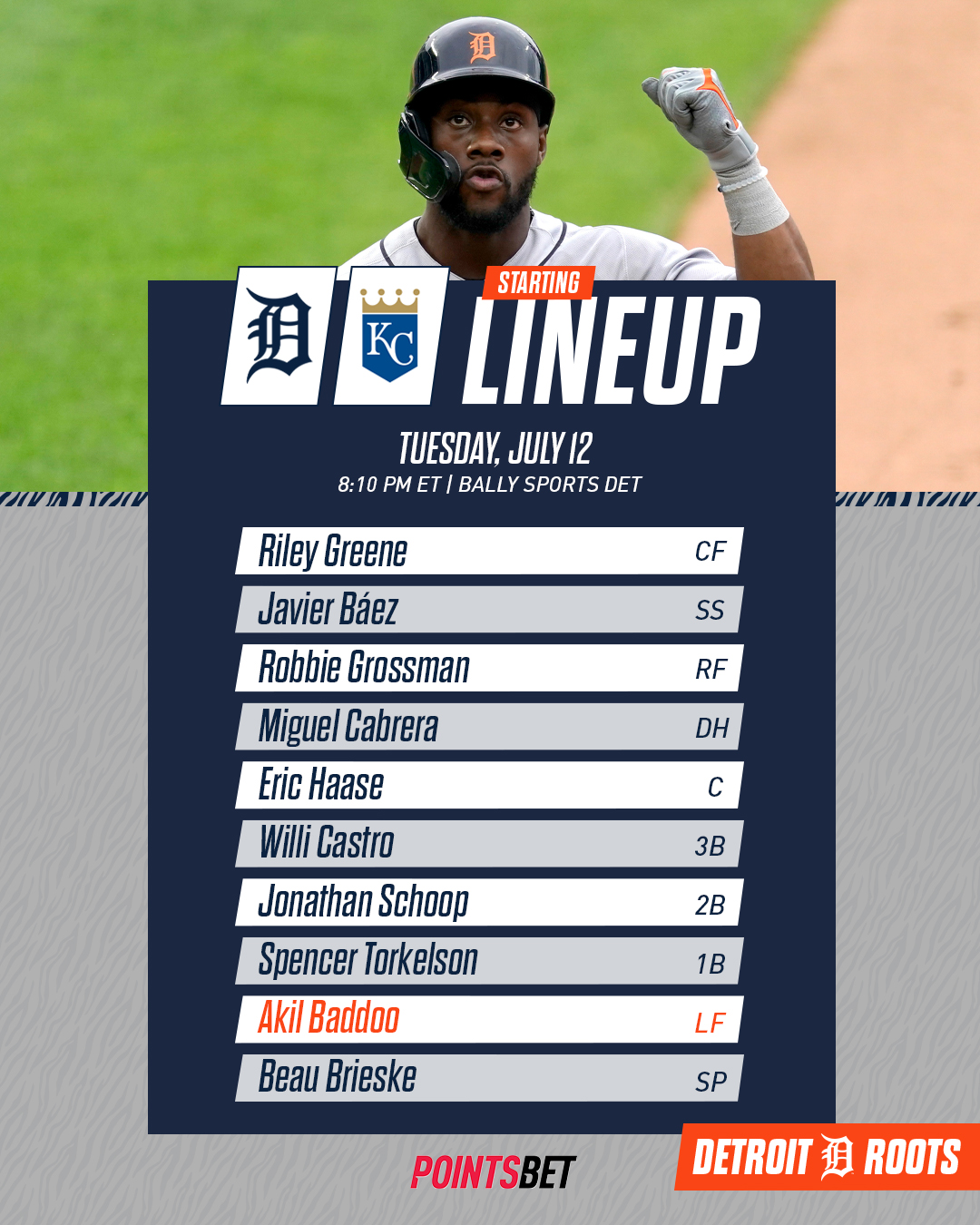 Detroit Tigers on Twitter "How we line up tonight against the Royals
