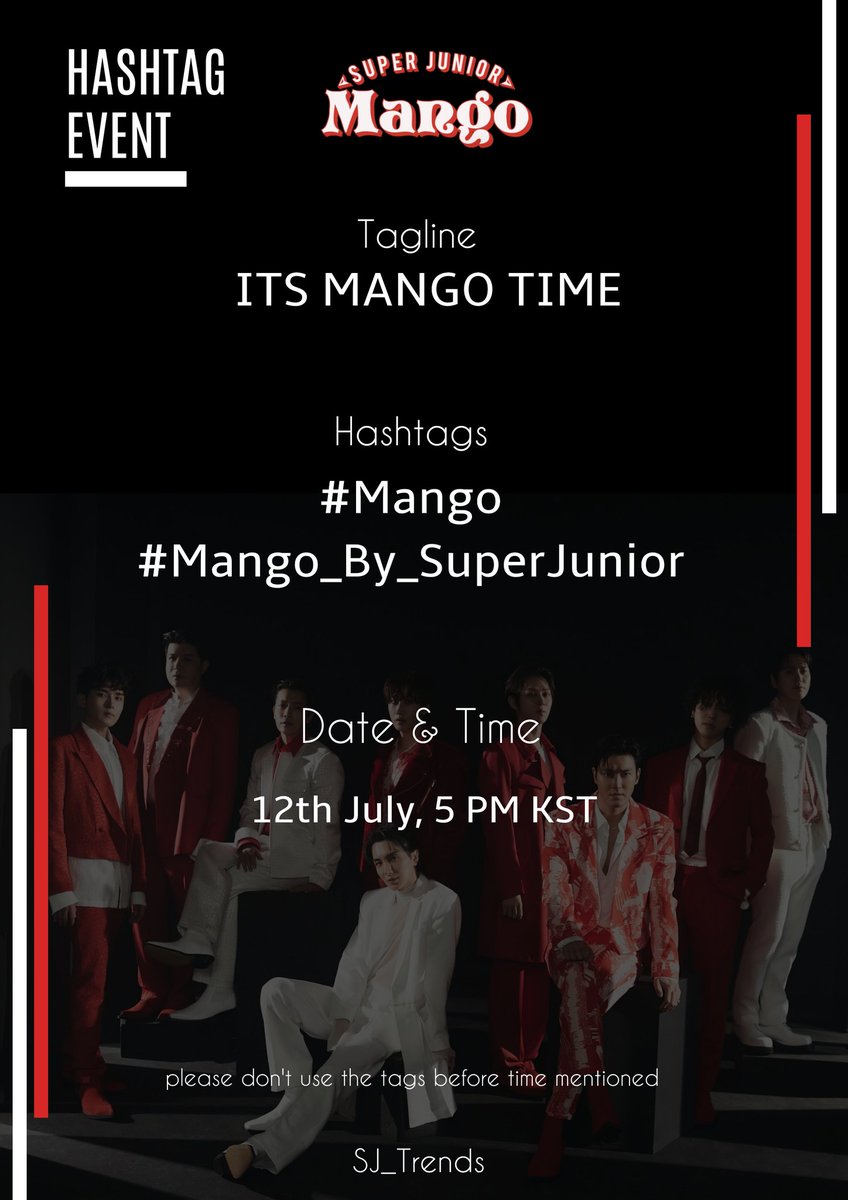 Vamos a darlo todo porque ITS MANGO TIME únete al masivo para conseguir los mejores resultados

#망고_먹지말고_들어보세요
#Mango_by_SuperJunior #Mango #The_Road_Keep_on_Going 
<a href="/SJofficial/">SUPER JUNIOR</a>