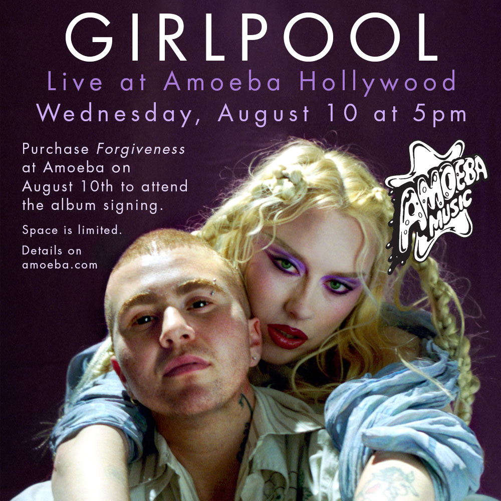 JUST ANNOUNCED: @girlpool is playing a free show and signing their new LP at Amoeba Hollywood Wednesday, August 10th at 5pm! To attend the signing, purchase 'Forgiveness' on LP in-store only at Amoeba on 8/10. Full event details: bit.ly/3z2GaMt