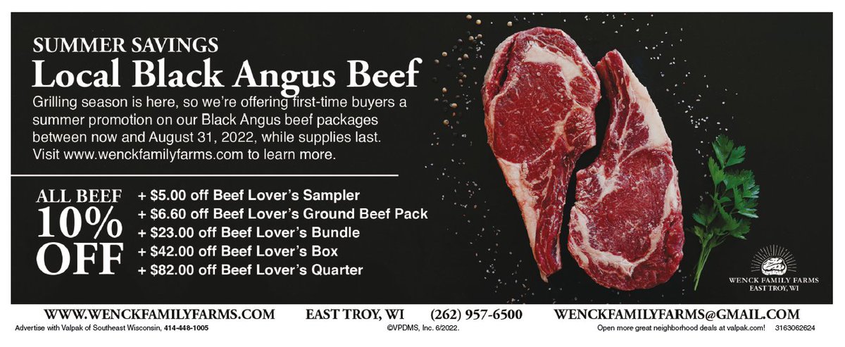 ValpakSEWI's tweet photo. Check out these Summer Savings at Wenck Family Farms!! Stock up while it's grilling season! https://t.co/7oHu0Z0z9K