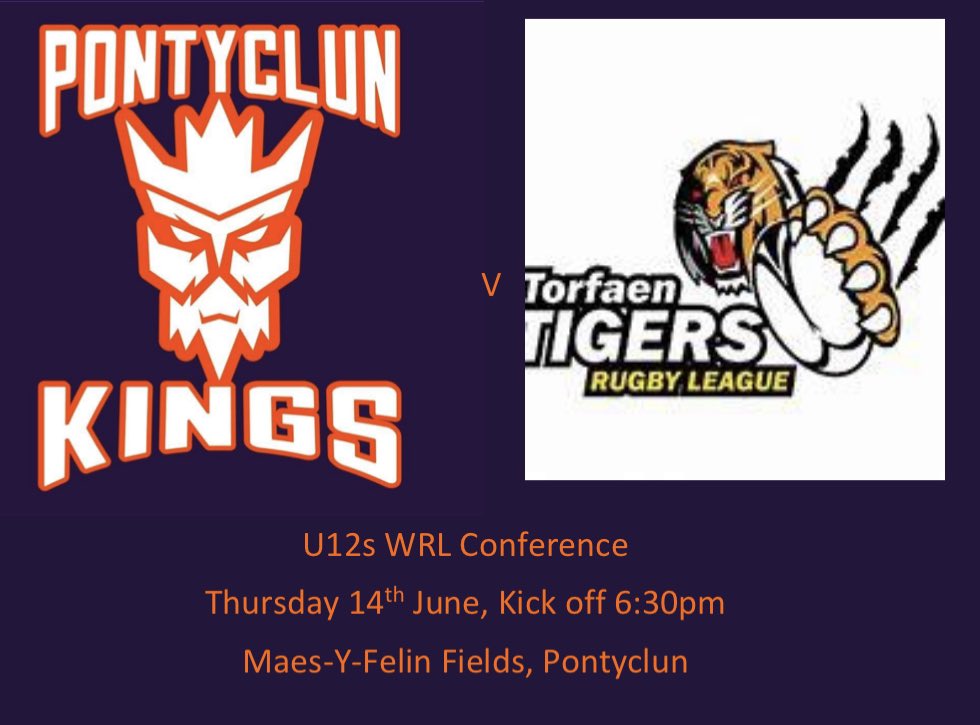 PontKings's tweet photo. There’s been a fantastic week of rugby both in league &amp; union with lots of big matches but no bigger than this…

U12s top of the table clash between Pontyclun Kings and @TorfaenTigersRL

Both teams boast amazing talent which will no doubt be part of the future game, come and see https://t.co/0IHHveM8Kc