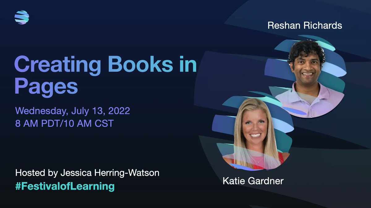Join us bright & early tomorrow to learn with @gardnerkb1 & @reshanrichards about creating books in #Pages to support and document learning experiences. Register to attend this free #FestivalofLearning session here: buff.ly/3P9mdZu #AppleEDUchat