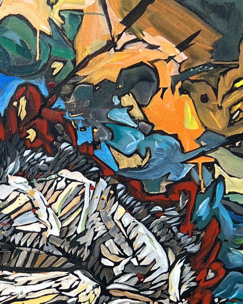 ValkarieGallery's tweet photo. In his solo exhibition "FREEFALL", Kuehl has painted a LARGE canvas and captured the enormous energy a rider must possess to handle a wild bronco.
.
#gallerywork #denverart #rodeo #saddlebronc #saddlebroncriding #rodeolife #broncrider #horse #horseart #equineart https://t.co/sEPaKrU7aW