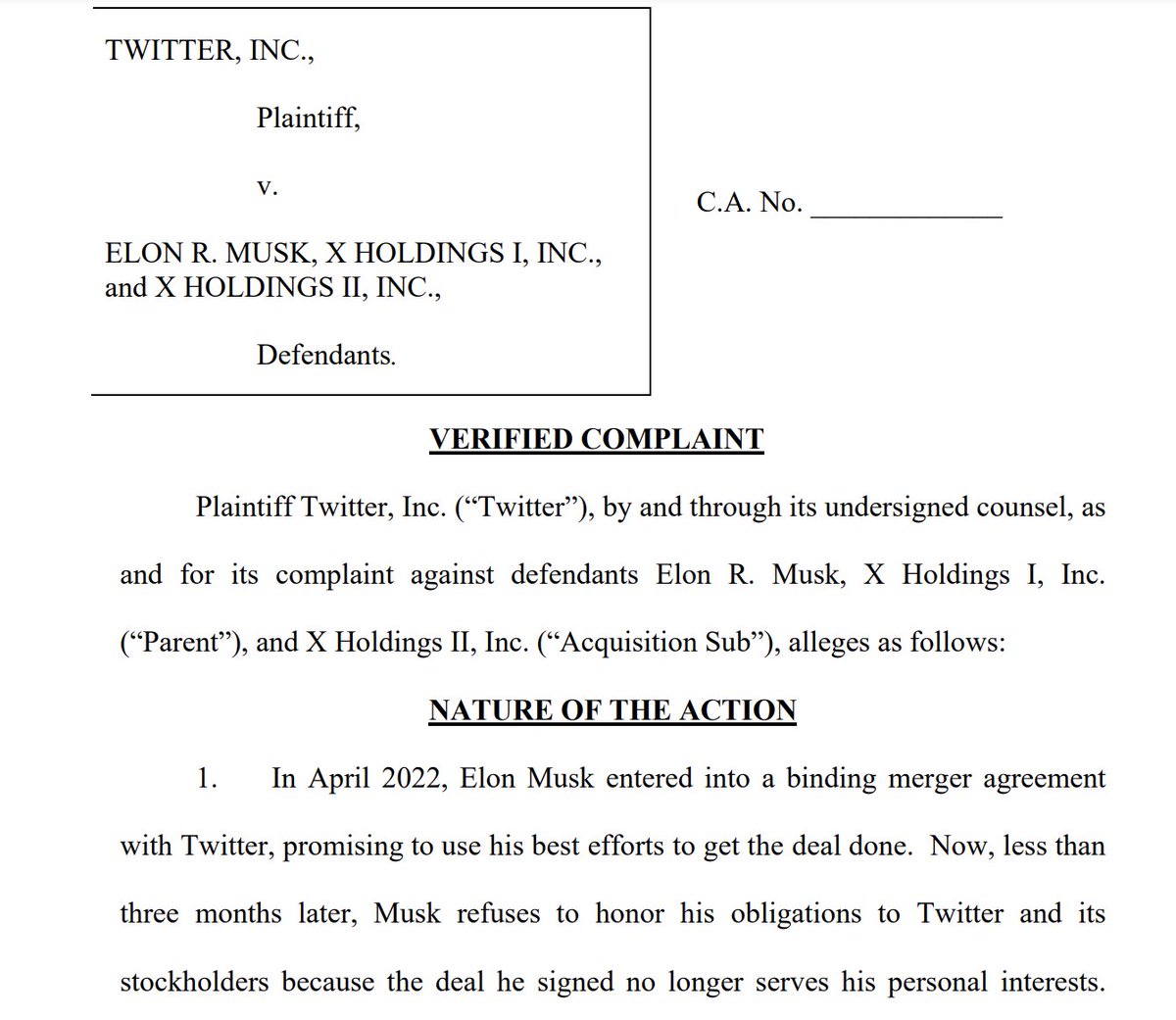 Here we go: Twitter sues Elon Musk