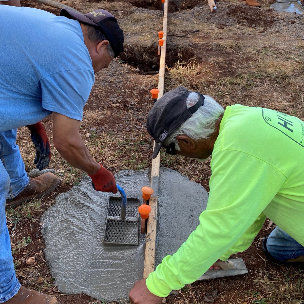 KauaiHabitat's tweet photo. Our Habitat homebuyers, volunteers, staff and AmeriCorps members have been busy pouring the footings for the final homes in our `Ele`ele Iluna subdivision! It's hard to believe that the subdivision is so close to completion! #homesandhope #eleeleiluna #buildaloha #kauai https://t.co/Vsqb0JENQT