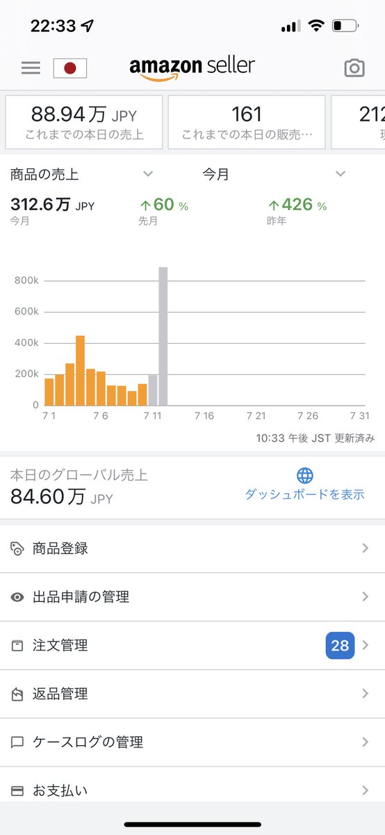 sola_Channel86's tweet photo. Amazonプライムデー！

参加しませんか？と、しつこいメールがAmazonから来ていましたがこんなに売れる日だとは思っていませんでした。通知が鳴り止まずシステムエラーかと思いました😅

安売り設定してないのに定価でガンガン売れていくんですねー

#アマゾンプライムデー 
#Amazonプライムデー https://t.co/yMgNq8Hnev