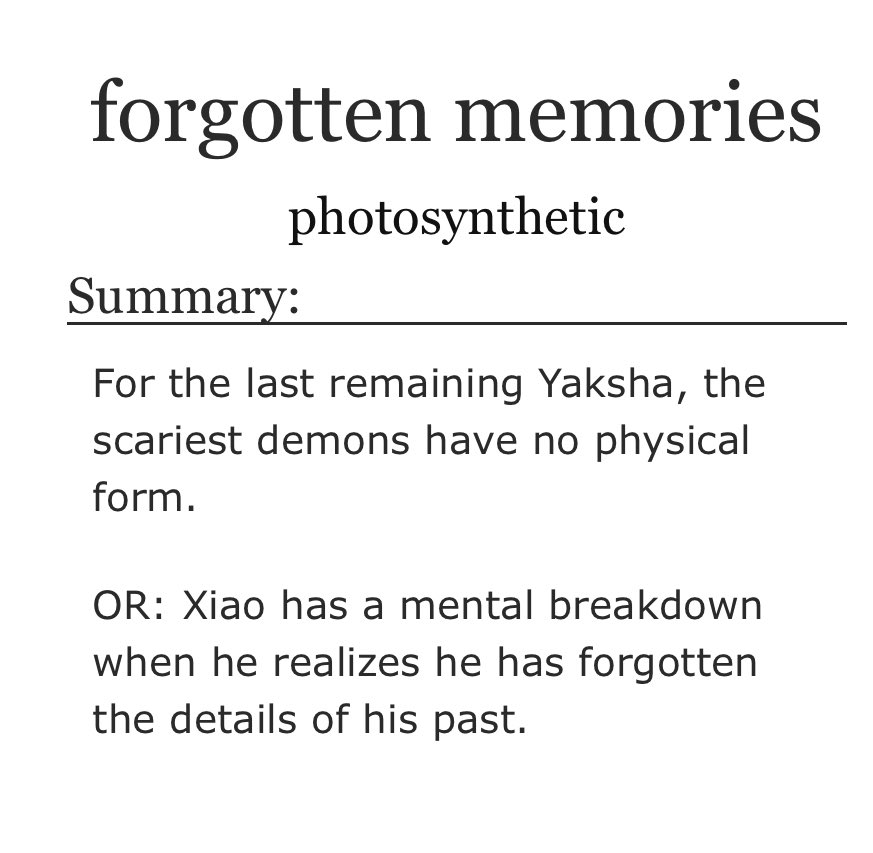 harbingerlover's tweet photo. “It is now, in the wake of his memory, that the agony of his existence crushes him the most.”

forgotten memories, a xiao character study
1.8k words, angst

https://t.co/OYnHhKxYE6 https://t.co/4UkuB41PAb