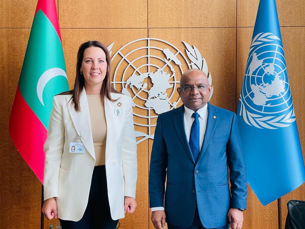 UN_PGA's tweet photo. Good to meet H.E. Ms. @anita_muizniece, Minister of Education of Latvia.

Congratulated 🇱🇻 for presenting its VNRs for the 2nd time.

Discussed a range of issues including the importance of youth engagement in multilateralism, the Ukraine crisis and its global implications. https://t.co/CW3hsHrIuI