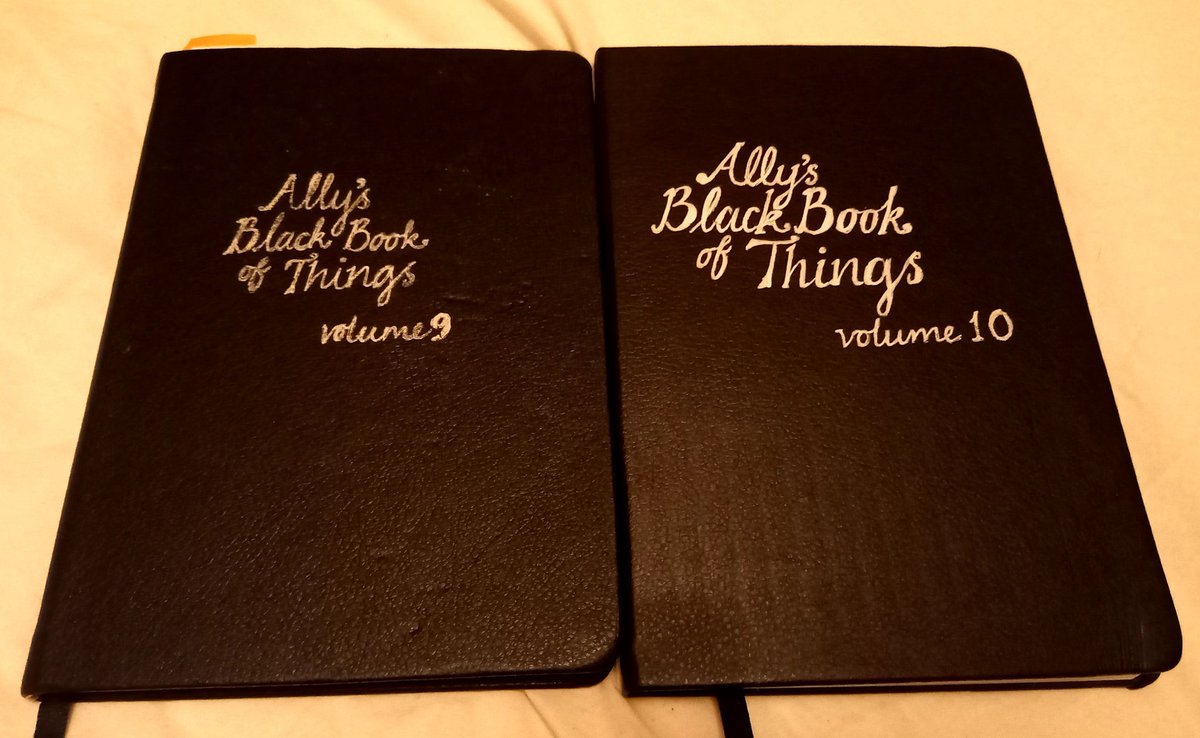 ReverendAlly's tweet photo. It's new book day! Volume 9 began on 27th August last year and I wrote on the last page this afternoon.
#bookofthings #commonplacebook
#writing https://t.co/c0xETcZ2dO