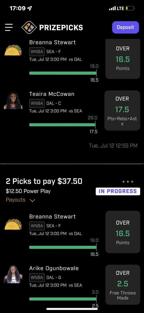 Lique_Betz's tweet photo. Cash the taco!!! #Prizepicks #UnderdogFantasy #GamblingTwitter #PlayerProps #fantasypts
#DFS #WNBA https://t.co/QqGc044hPv