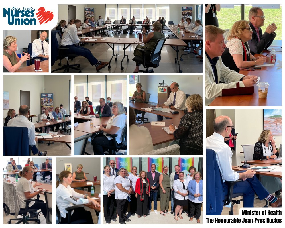 NS_nurses's tweet photo. .@jyduclos met with NSNU to discuss the nursing crisis. He &amp; 3 NS MPs heard about the nursing shortage in all sectors of care. Burnout, OT, working short, compassion fatigue, &amp; more are of grave concern. @CFNUPresident  @janethazey  @LenaMetlegeDiab @DarrenFisherNS @JaimeBattiste https://t.co/Bl2KwNVMAX