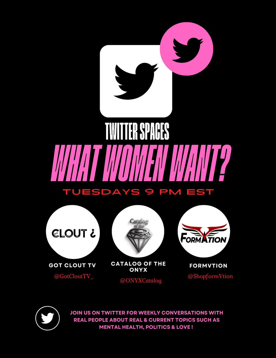 TONIGHTTTTTTT <a href="/shopformVtion/">FORMVTION</a> <a href="/GotCloutTV_/">Got Clout TV</a> <a href="/Head_HanchoK3/">Love Hancho</a> <a href="/TheRealVRVJ/">v2</a> @pltclyincuwreck THE WEEKLY TUESDAY DISCUSSION CONTINUES! #womeninweb3 #WomeninNFTs #NFTs #FEMMEFormvtion