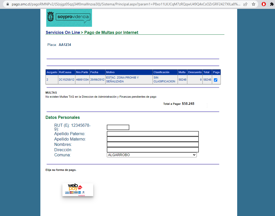 rootetcbin's tweet image. Al proceder a un pago de parte en la web oficial de la #Municipalidad , el dato que esta como  "ejemplo" es un dato REAL, con los datos de la #patente se puede extraer rut y nombre, donde esta la privacidad de los datos Muni de Provi ? 
#Providencia @Muni_provi #Chile #Anonchile