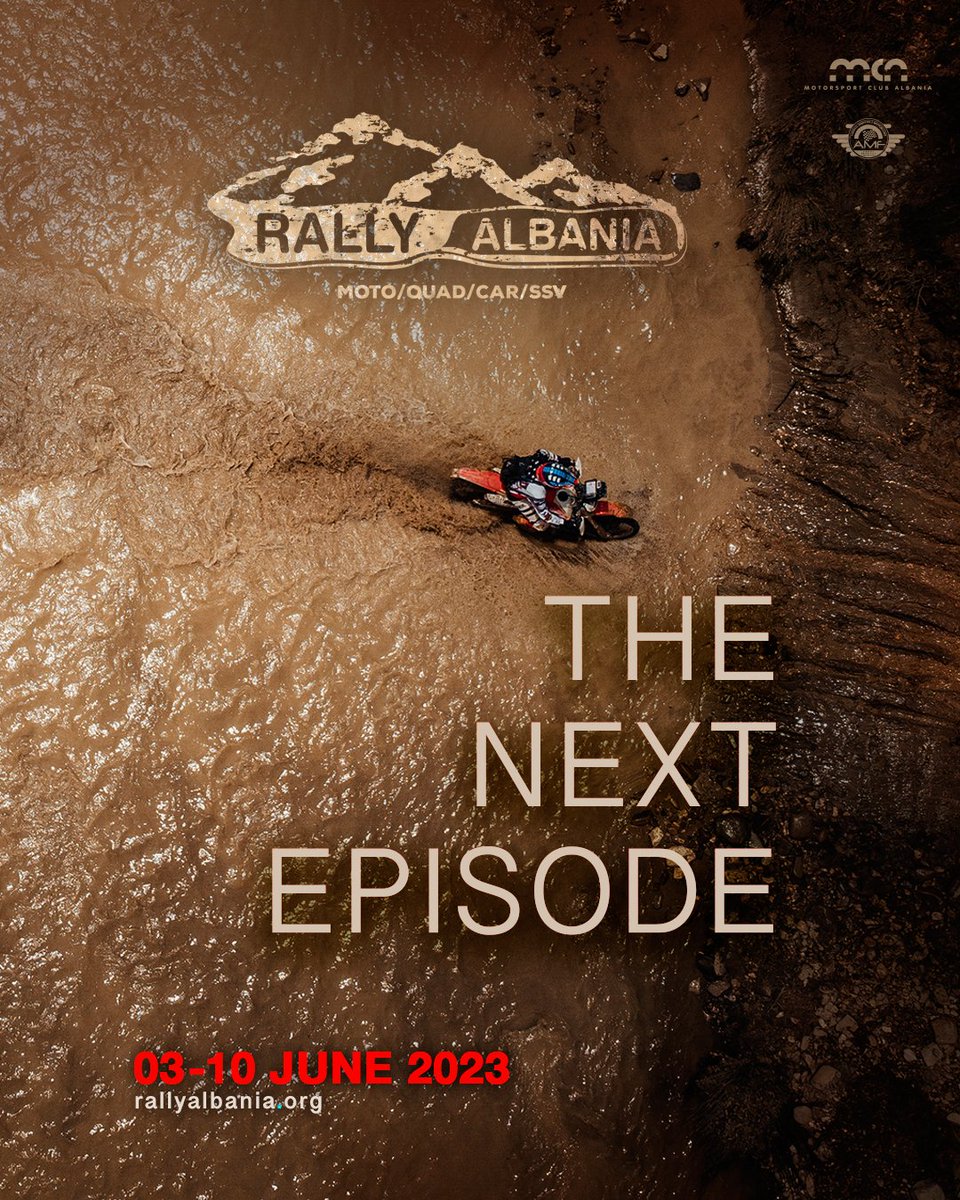 RallyAlbania's tweet photo. THE NEXT EPISODE
03-10 June 2023
. . . . . . . . . . . . . . . 
Save the Date! https://t.co/hNdwRiKcEQ