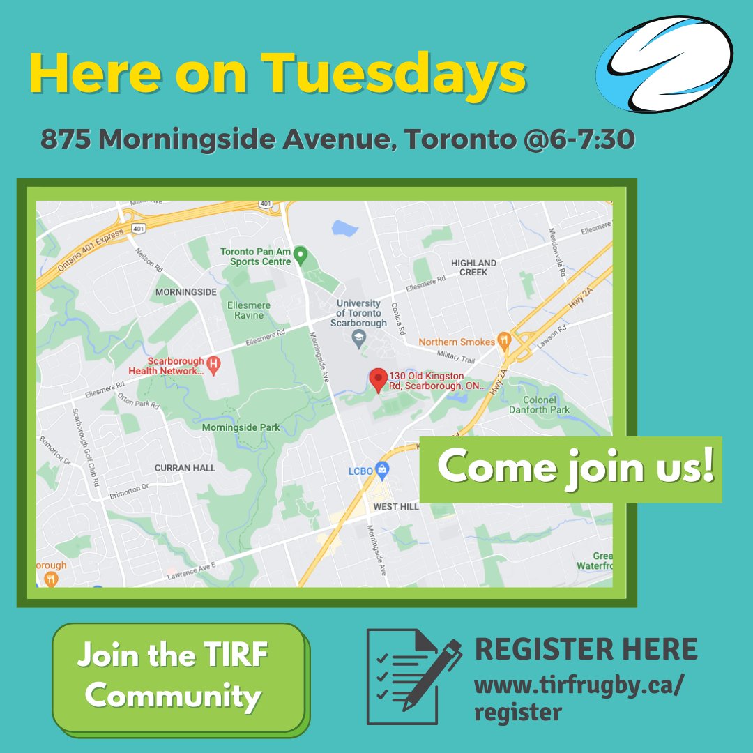 TIRFrugby's tweet photo. Come out to house league TODAY, at our Scarborough location!
#Rugbyplayshere #ThisisTIRF https://t.co/Rw67HKQC4v