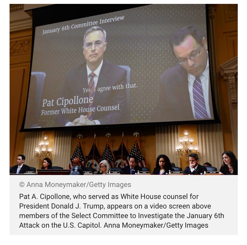 If you believe disgraced defeated former POTUS Trump should be held to account for plotting and inciting sedition, but you’re attacking Pat Cipollone and Mike Pence for various perceived failures, you are not thinking strategically and utterly fail to grasp this moment. ->