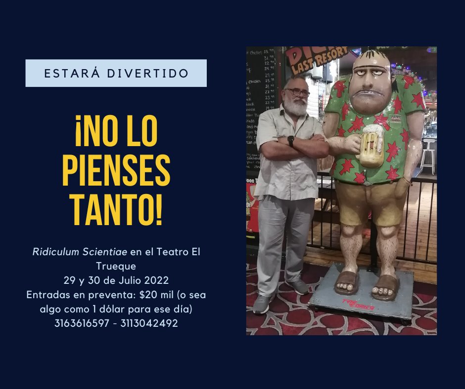 profe_vazquez's tweet photo. muy pronto....
@TeatroElTrueque #humoryciencia #humor https://t.co/B4WnWvGOVu