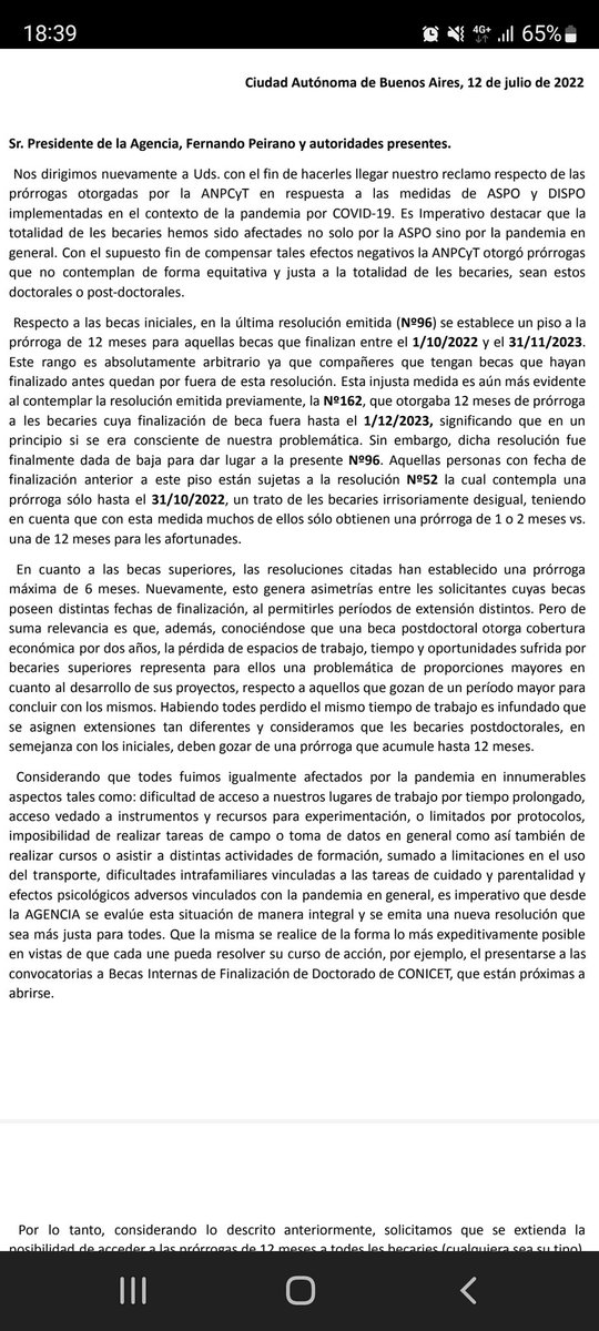 BecarixsA's tweet photo. Le acercamos un pedido al presidente @ferpeirano de @agenciaidiar y autoridades solicitando la posibilidad de acceder a prorrogas de 12 meses para todes les becaries que hayan comenzado entre 2018 y 2021 sin distinción https://t.co/3qQyHnHFo8