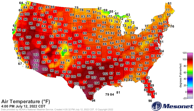 extremetemps's tweet photo. Relentless heat wave in Southern and Western USA. Yesterday 122F/50C in the Death Valley (hottest worldwide so far this month),very hot in Sacramento Valley with 112F/44.4C at Redding. 114F at Phoenix AZ. Today again up to 110F/43C in Texas. No end in sight for them. https://t.co/4pELyCbKkC