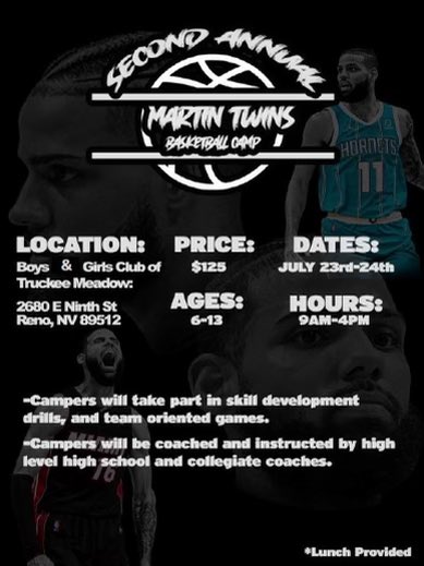 2nd Annual Martin Twins Basketball Camp‼️ Don’t miss out. Limited spots available! Registration Below⬇️ anc.apm.activecommunities.com/bgctm/activity… Sponsor a member⬇️ anc.apm.activecommunities.com/bgctm/activity…