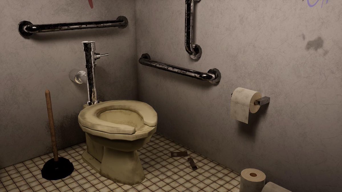 ROSKOART's tweet photo. I’m excited to finally be able to share a project that I have been working on for the past few weeks.  I call it the Thee Gas Station Bathroom 🤩

#maya #autodesk #autodeskmaya #substancepainter #marmoset #unrealengine5 #3dart #project #3denvironment #PortfolioDay #openforwork https://t.co/oP17o6yatb