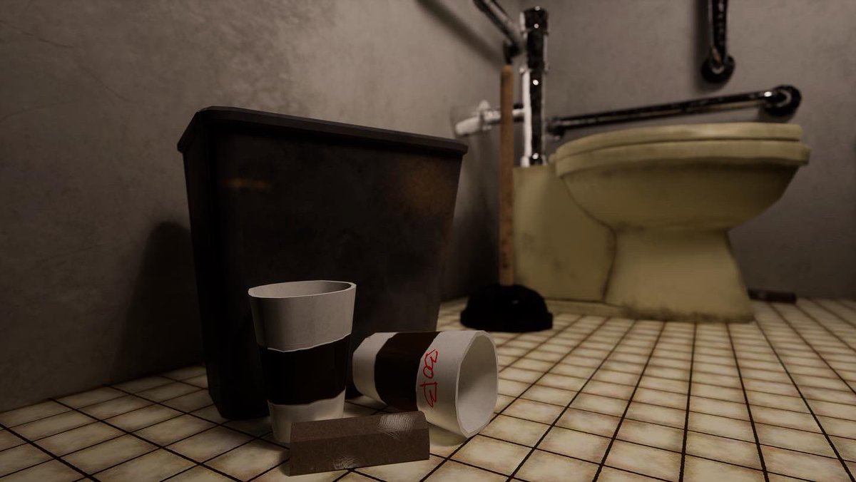 ROSKOART's tweet photo. I’m excited to finally be able to share a project that I have been working on for the past few weeks.  I call it the Thee Gas Station Bathroom 🤩

#maya #autodesk #autodeskmaya #substancepainter #marmoset #unrealengine5 #3dart #project #3denvironment #PortfolioDay #openforwork https://t.co/oP17o6yatb