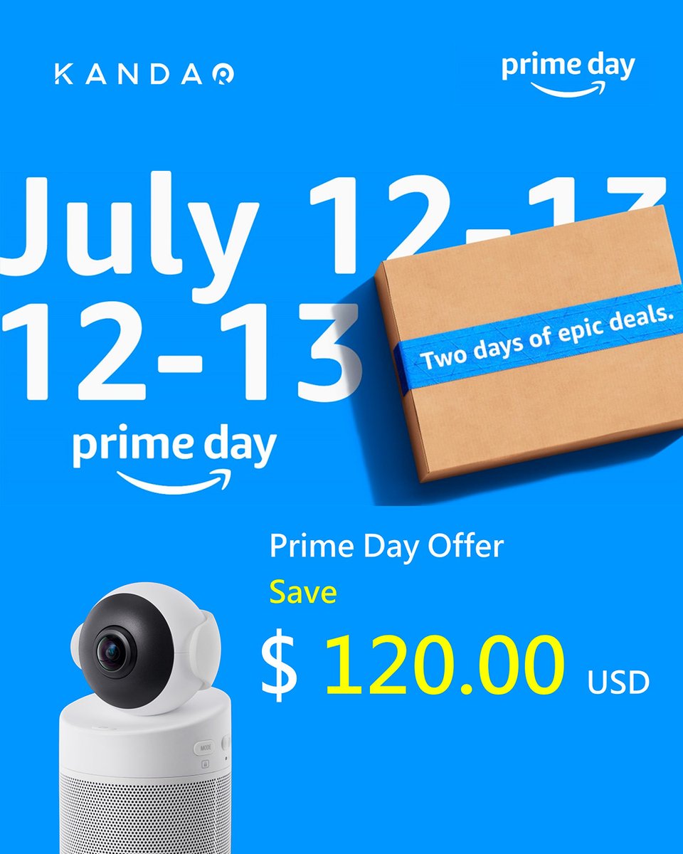 KandaoVR's tweet image. Want to experience a super all-in-one conferencing camera+up to 20% OFF?
This is what Kandao offers on Amazon Prime Day!

#kandaomeetingseries #KandaoMeetings #AmazonPrimeDay #Conferencecamera #PrimeDay2022