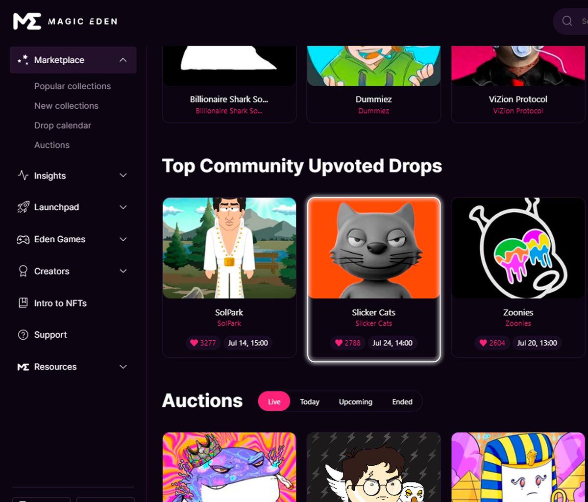 We reached the Top 2 Community Upvoted Drops on <a href="/MagicEden/">Magic Eden 🪄</a>. Slicker Cats is conquering its space in the Solana community 🚀🙀

The slickers ones who come out ahead...

Turn on notifications so you don't miss the next news 🔔

#NFT #Solana #SolanaNFT