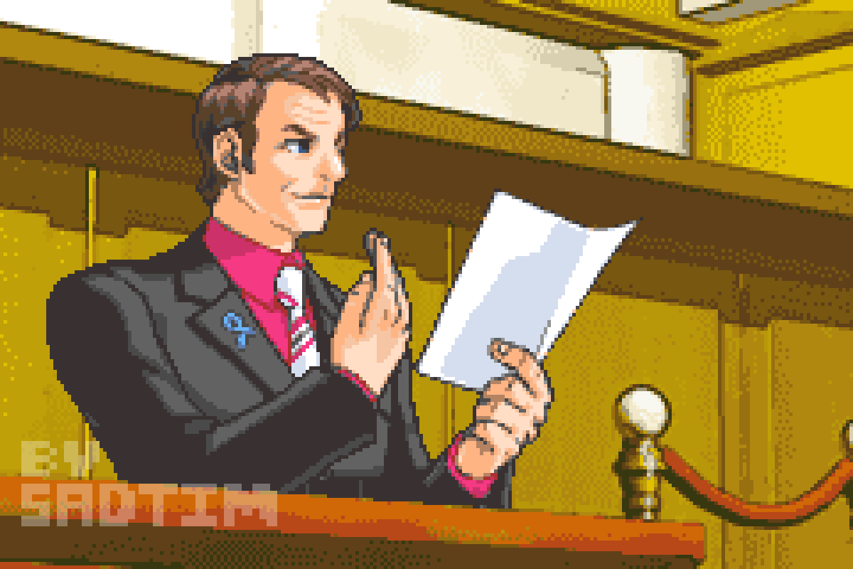 SadTimPear's tweet image. Some more of Saul Goodman in the Ace Attorney Style I made for a commission #BetterCallSaul #pixelart