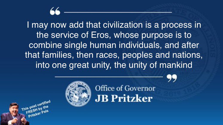 freud4JB's tweet photo. Join our movement in service of Eros and be part of the Great Unity. Only our father, JB Pritzker, can succeed. #PritzkerPals https://t.co/EQjqI7PZQU