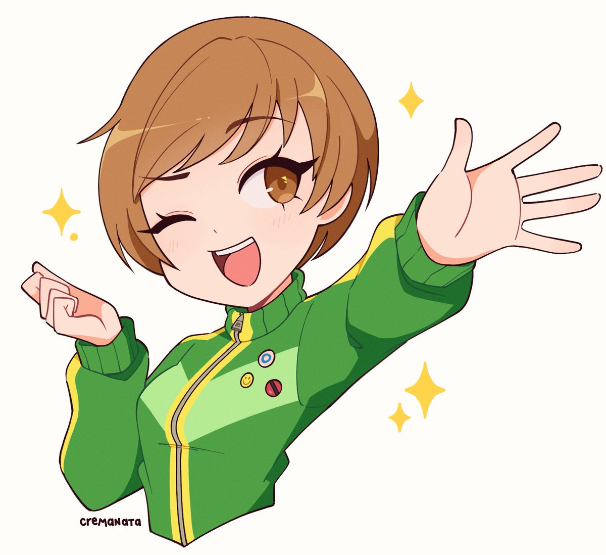 里中千枝 「chie satonaka! 💚 comm for @TheExile285 」|crema 💕 comms closedのイラスト