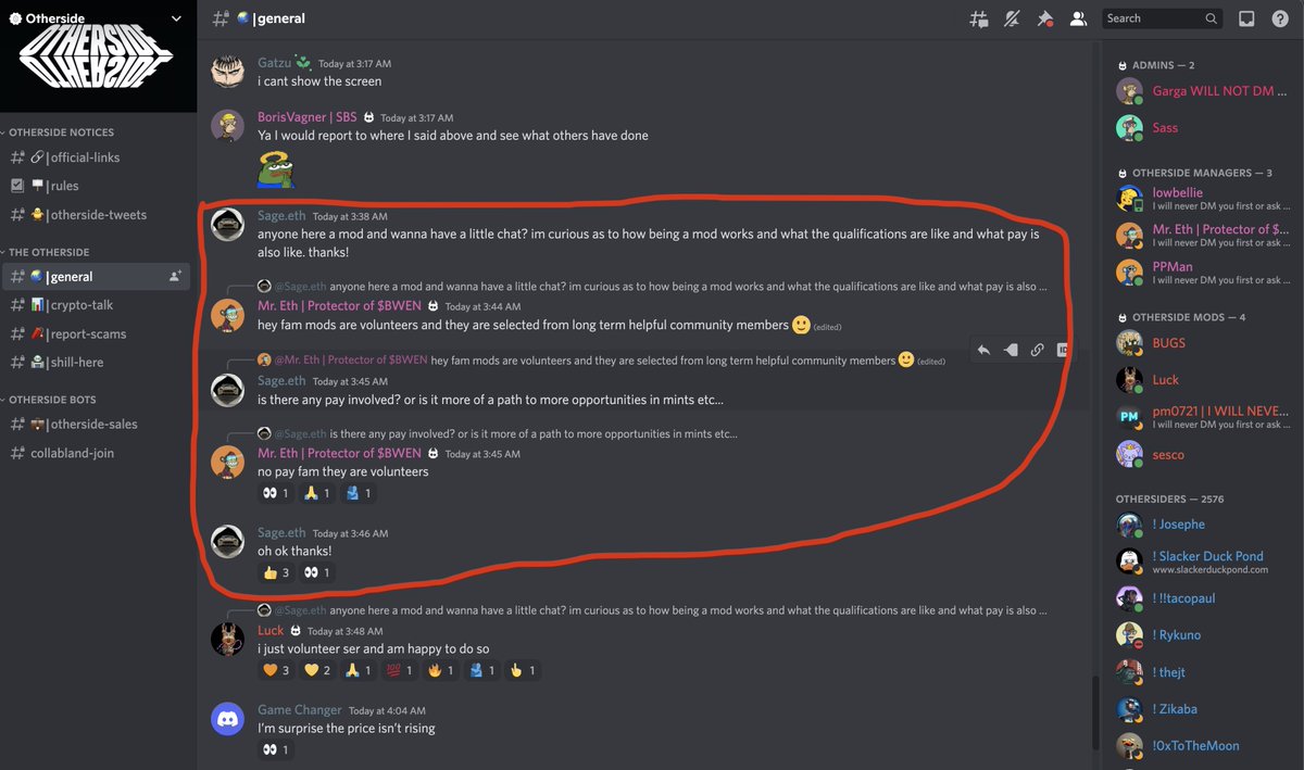 Uh.... what??? Care to explain guys?????????
<a href="/OthersideMeta/">Othersidemeta</a> <a href="/yugalabs/">Yuga Labs</a> 

Multi-million$ company and y'all aren't hiring mods OR paying the ones you have? This is shameful.