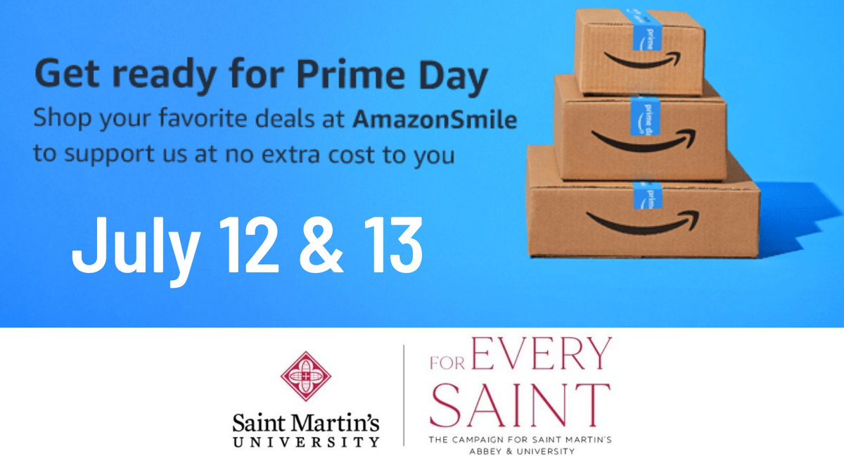 Saints_Alumni's tweet photo. Happy Amazon Prime Day! Click the link to support Saint Martin’s University through AmazonSmile while you shop for all the deals! https://t.co/nhqUXlPO5A Happy Shopping Saints! https://t.co/IdxzGSIOSc